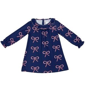 Nantucket Kids “Love You Knots” Riley Ruffle Dress, 100% Pima Cotton, Size 6-9M